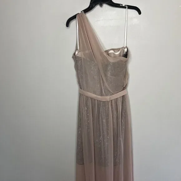 LELA ROSE Dress Womens 20 One Shoulder Rococo Lace NEW Topaz LR224  Bridesmaid
